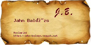 Jahn Balázs névjegykártya